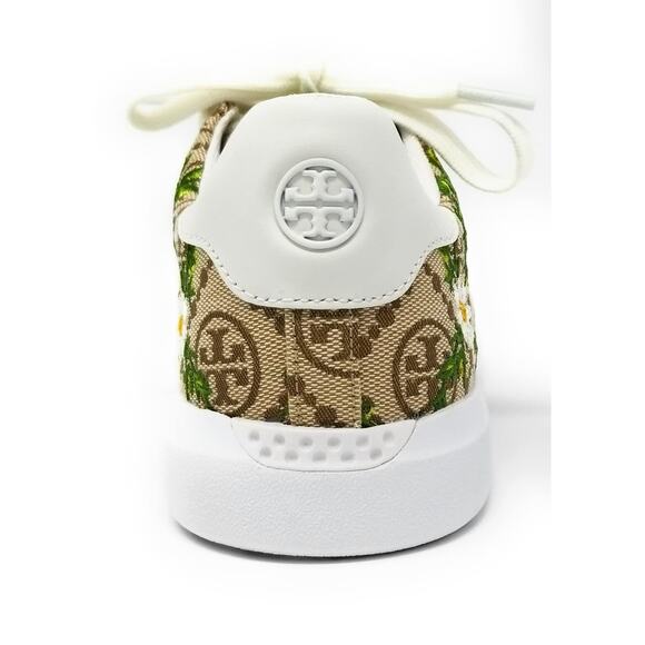 Tory Burch Women's Howell T- Monogram Embroidered, Hazel/Snow White 7 Medium - Picture 4 of 6